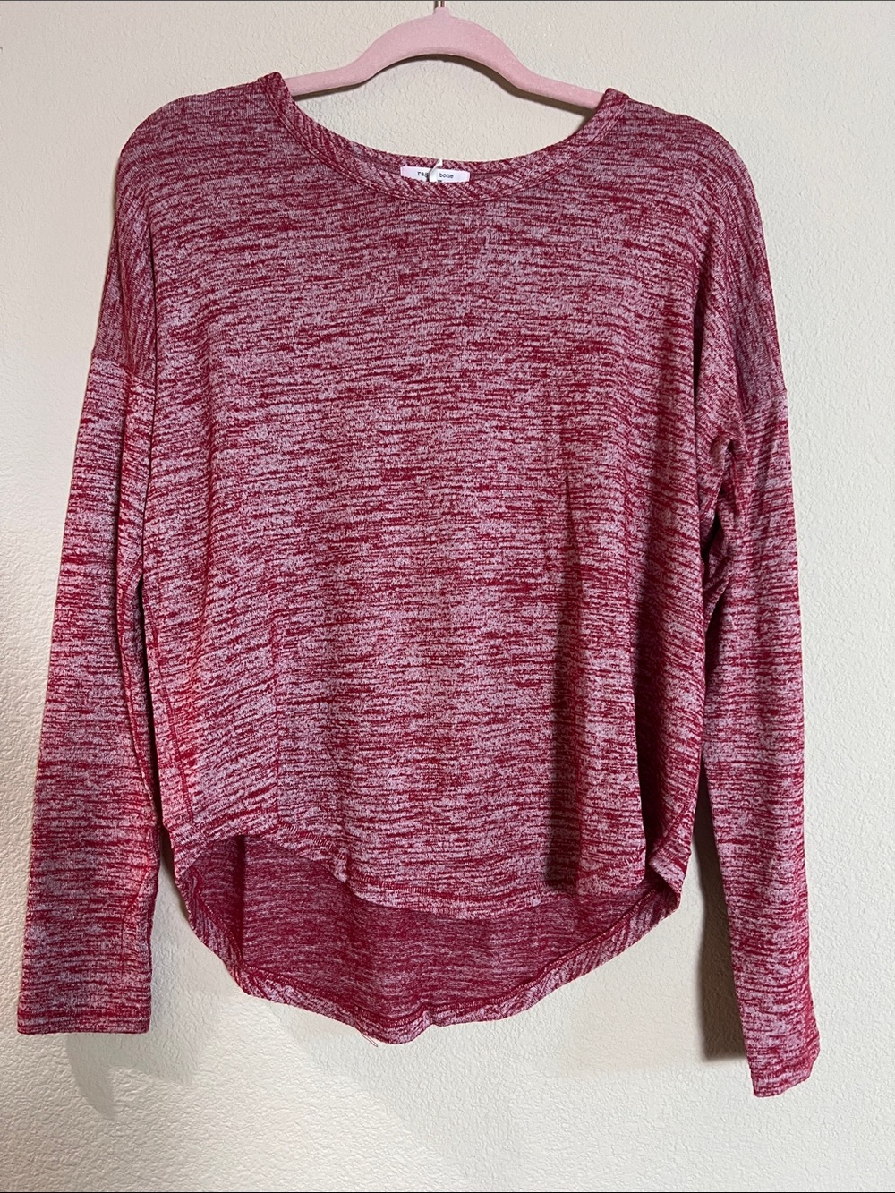 Rag & Bone Marled Long-Sleeve Top - Red Space Dyed Drop Shoulder Size Small